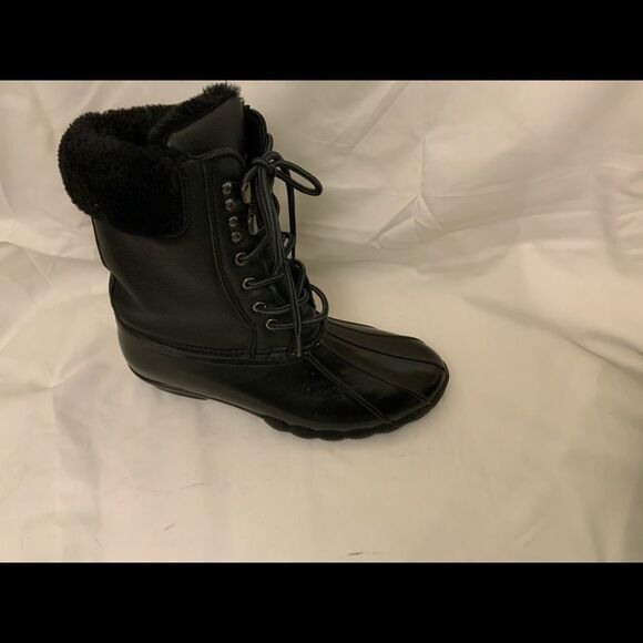 Steve Madden Black Rubber / Faux Fur Duck Boot Size 8 - Picture 1 of 11